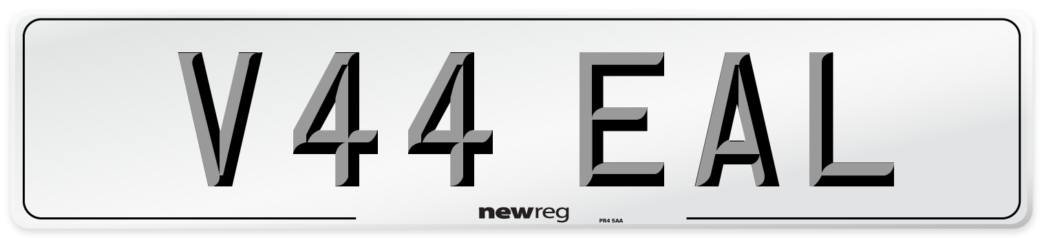 V44 EAL Number Plate from New Reg